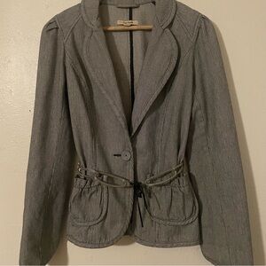 Early Free People Black Pinstripe Cotton Blazer Jacket Size 8